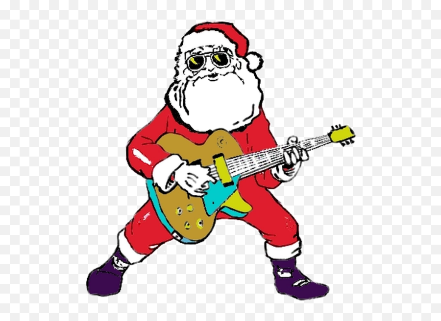 December - Rock And Roll Santa Png Clipart Full Size Rock Santa Guitar Emoji,December Clipart Free