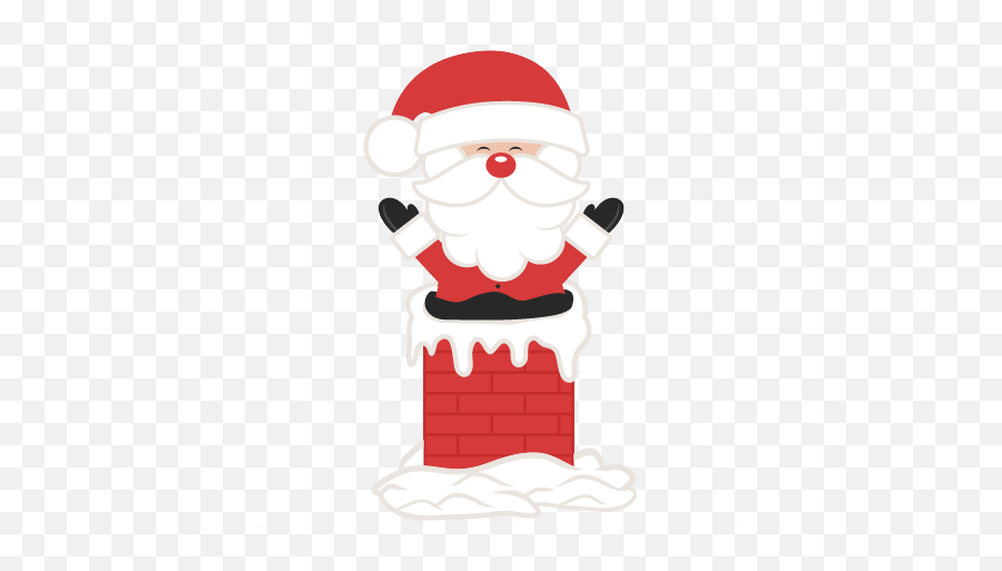 Santa In Chimney Svg Scrapbook Cut File - Santa In Chimney Clipart Emoji,Chimney Clipart