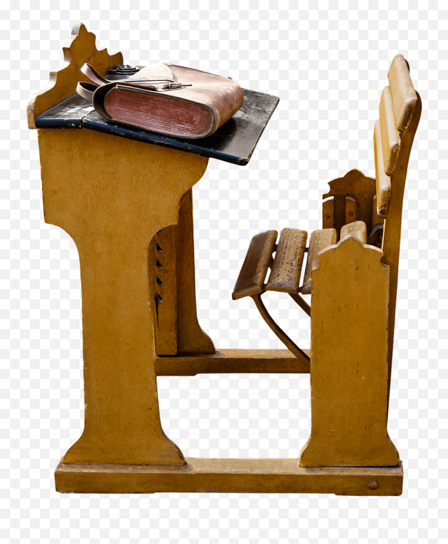 School Vintage Desk And Attached Chair - Pozvánka Na Tídní Sraz Emoji,School Desk Png