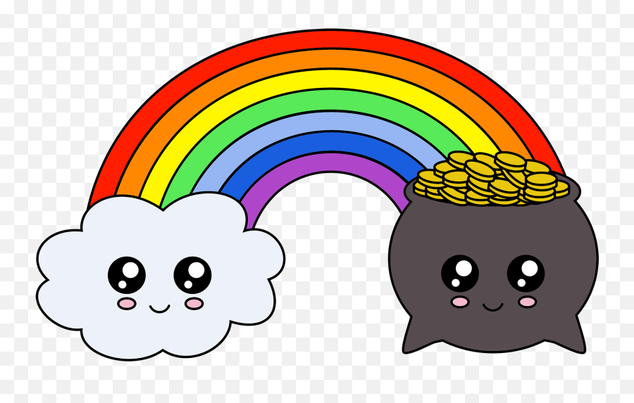 Now Cute Rainbow And Pot Of Clipart - Rainbow And Pot Of Gold Cute Emoji,Pot Of Gold Clipart