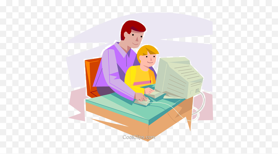 Father And Son Working On A Computer Roy 200422 - Png Emoji,Son Clipart