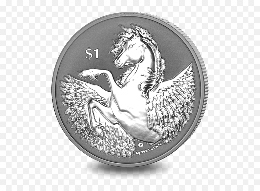 Pegasus - 2020 Reverse Frosted Silver Bullion Coin British Emoji,Winged Horse Logo