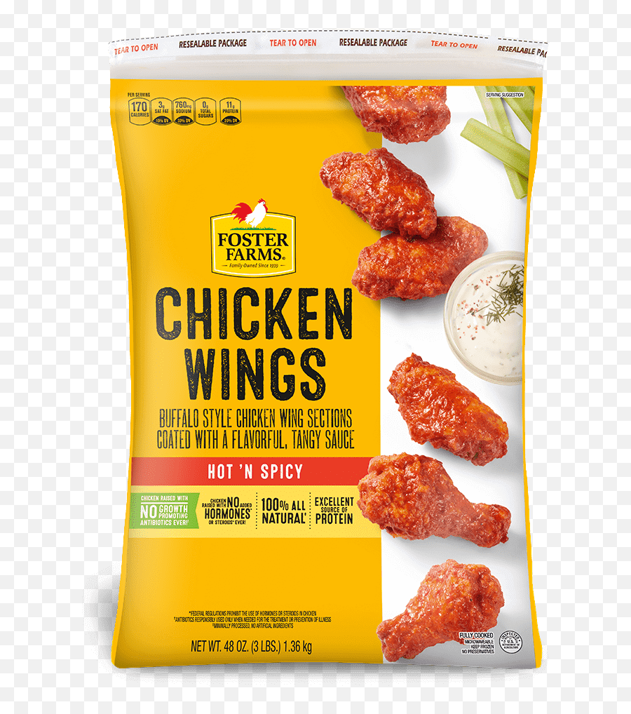 Hot U0026 Spicy Chicken Wings - 48 Oz Family Pack Products Emoji,Foster Farms Logo