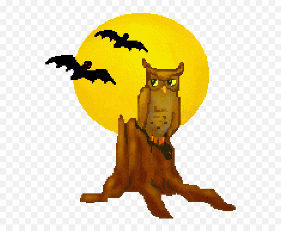 Tree Stump Bats And Moons Free Owls Clip Art Halloween - Owl Emoji,Free Owl Clipart