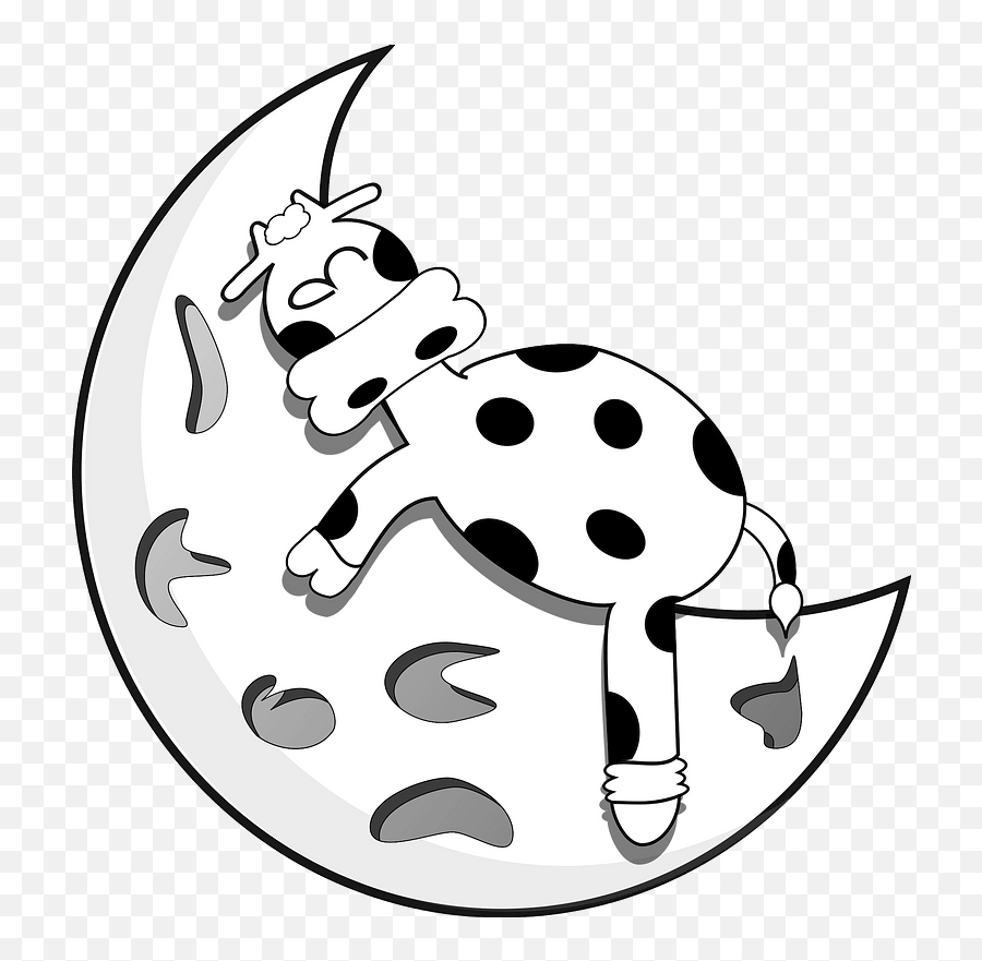 Ow On The Moon - Black And White Clipart Free Download Animated Cow On The Moon Emoji,Moon Clipart Black And White