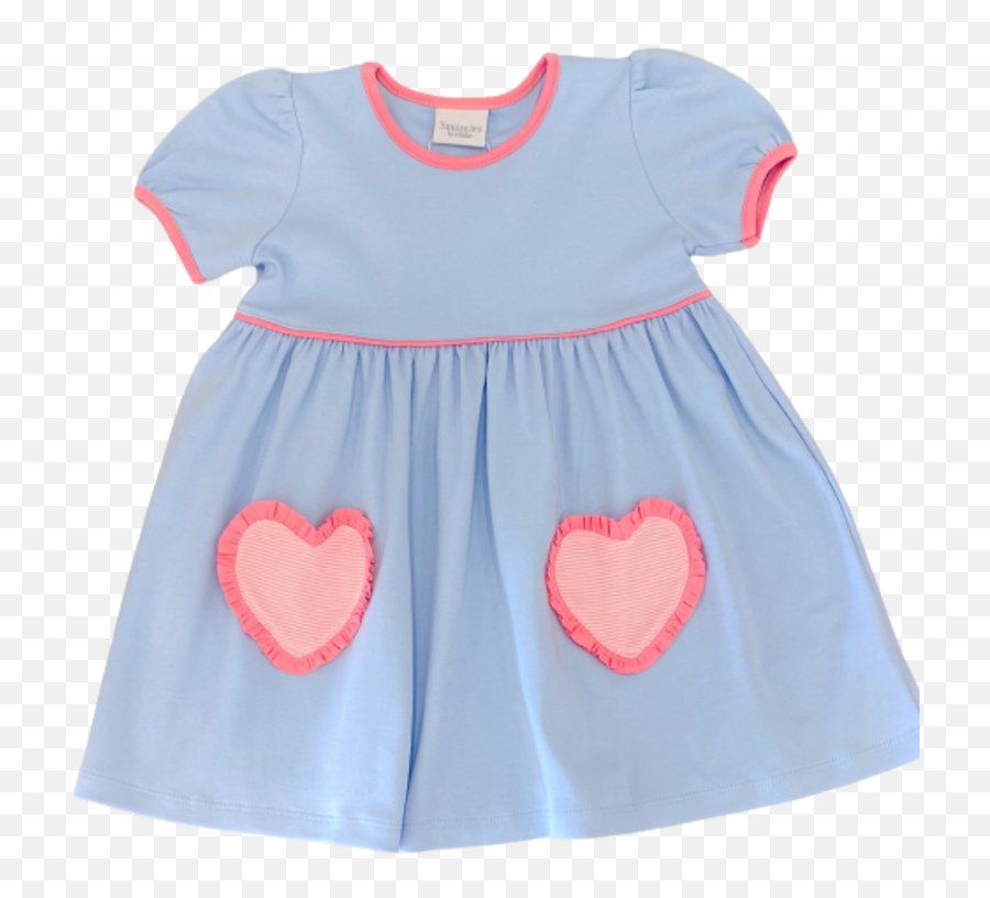 Squiggles Blue Pink Heart Pocket Popover Dress - Bibs And Emoji,Pink Hearts Transparent