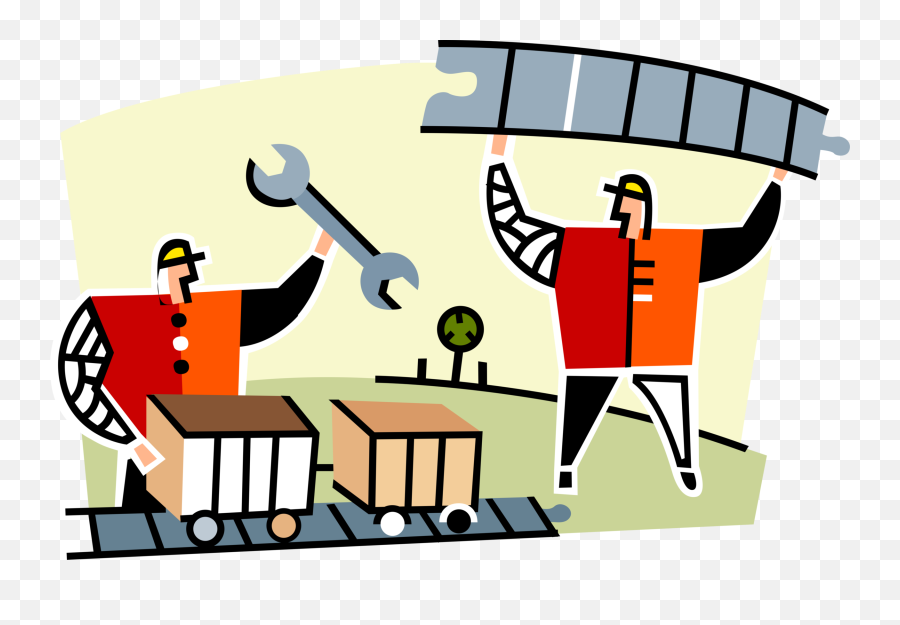 Vector Illustration Of Railway Construction Workers - Men Railway Work Clipart Emoji,Working Clipart