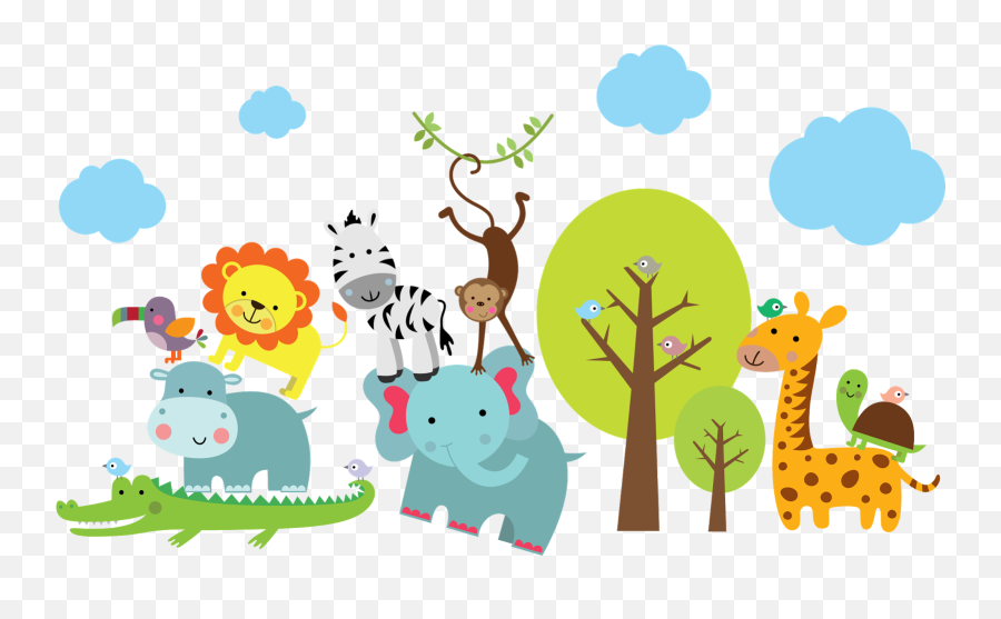 Rainforest Clipart Safari Rainforest - Adesivo De Parede Safari Baby Emoji,Safari Clipart