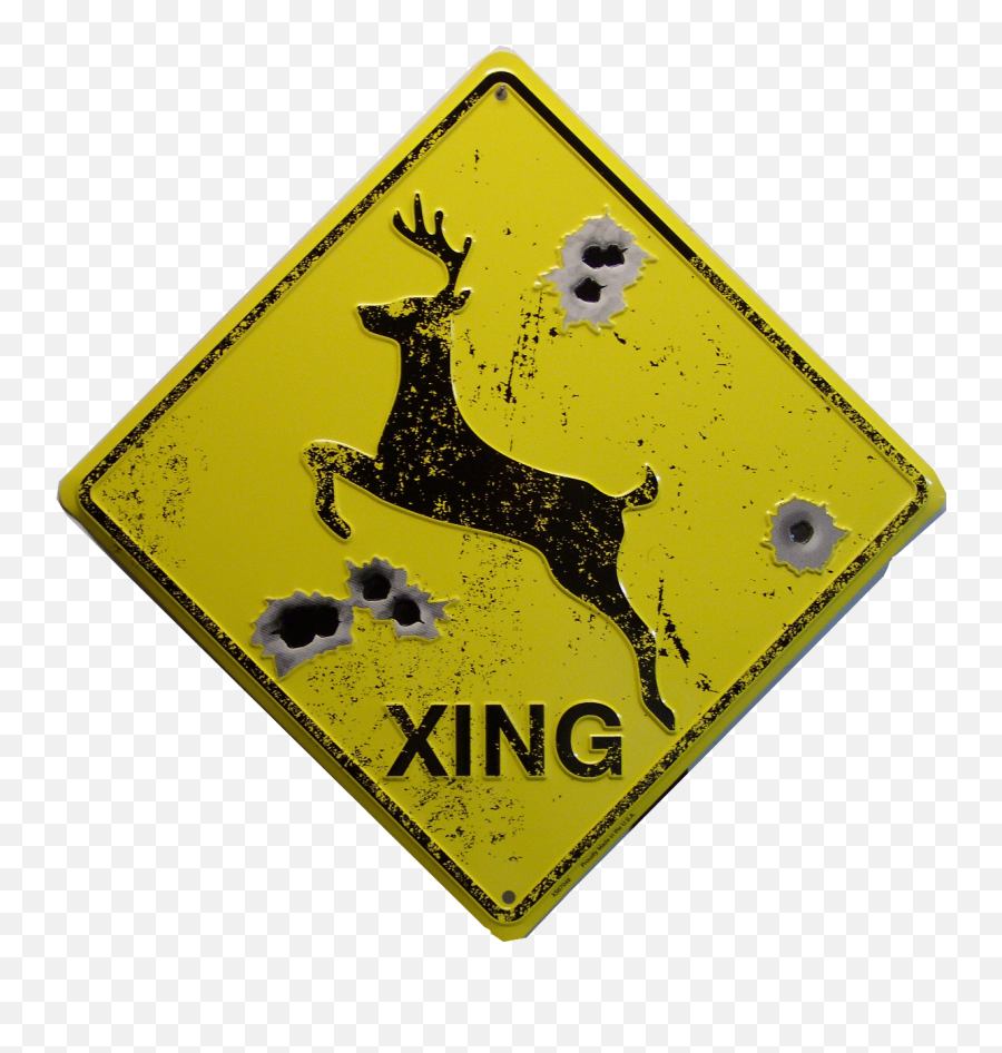 Download Hd Metal Embossed Sign 12 X 12 With Hole For Easy - Road Sign Deer Crossing Emoji,Bullet Holes Png
