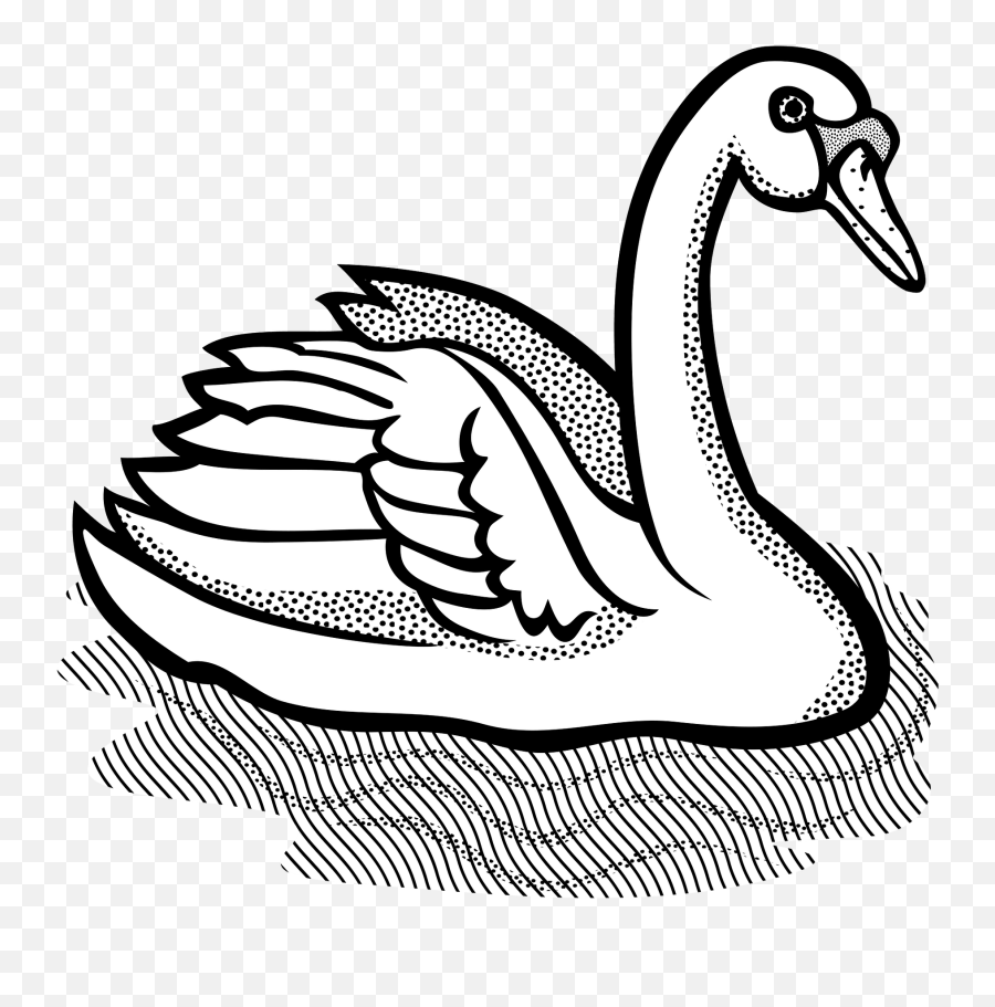 Black - Andwhite Mute Swan Clipart Free Download Transparent Emoji,Goose Clipart Black And White