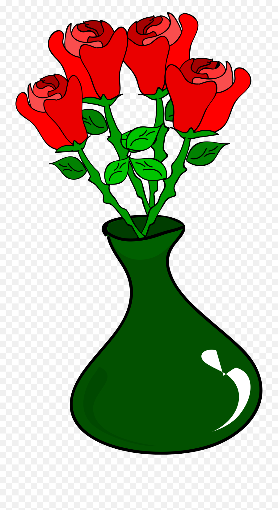 Rose Vector Png - 4 Flowers In A Vase Clipart Emoji,Vase Clipart