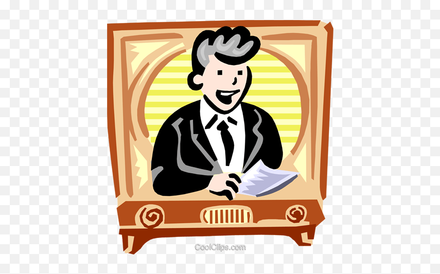 Tv Anchorman Royalty Free Vector Clip - Tv Moderator Clipart Emoji,Clipart Televisions