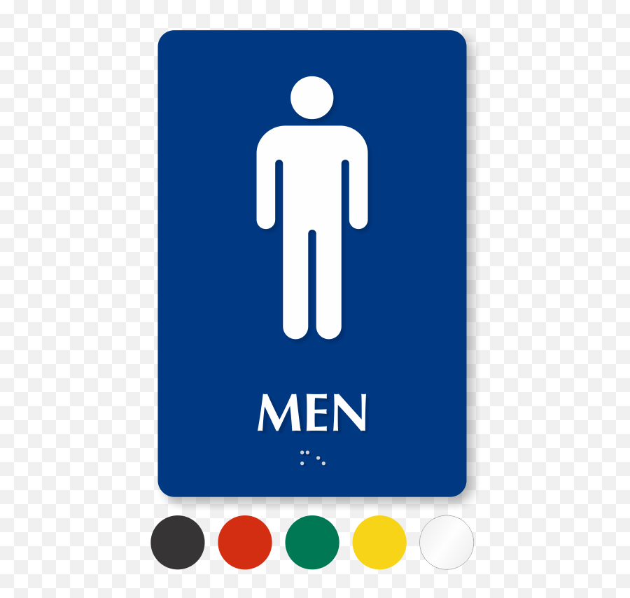 Men Pictogram Braille Restroom Sign - Male Bathroom Sign Mens Restroom Sign Emoji,Bathroom Sign Png
