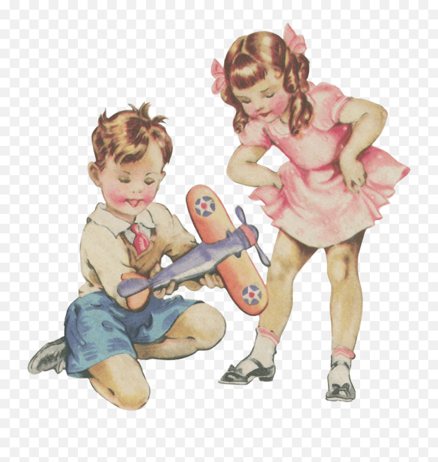 Download Hd Boy And Girl Playing - Sitting Transparent Png Emoji,60s Clipart