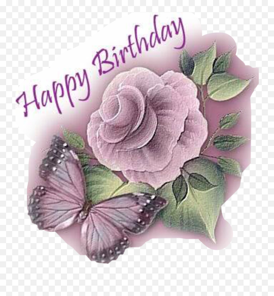 Purple Birthday Happy Flower Butterfly Freetoedit Emoji,Butterflies And Flowers Clipart