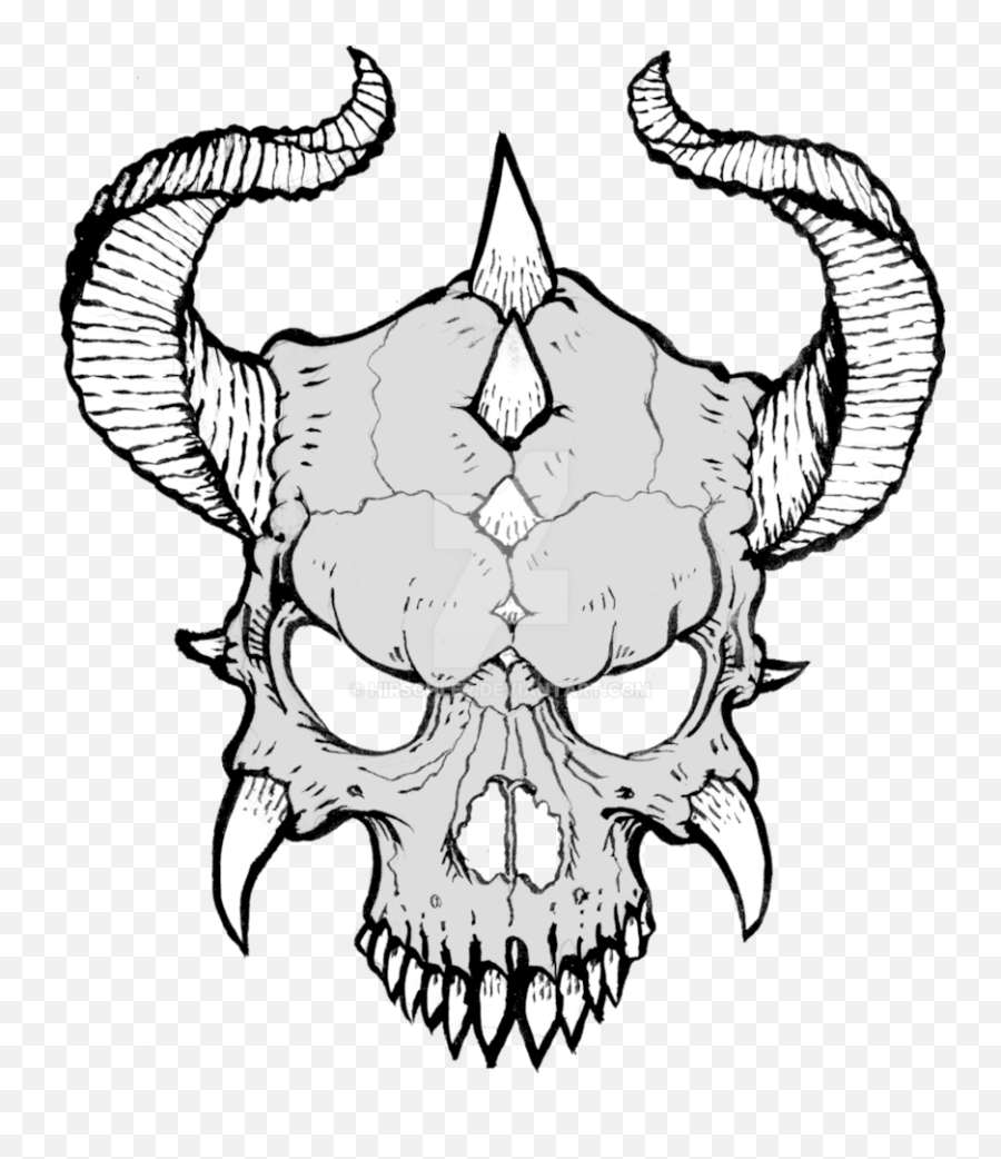 Devil Horns Png - Skull With Horns Draw A Cool Skull Cool Skull Drawings Emoji,Devil Horns Png