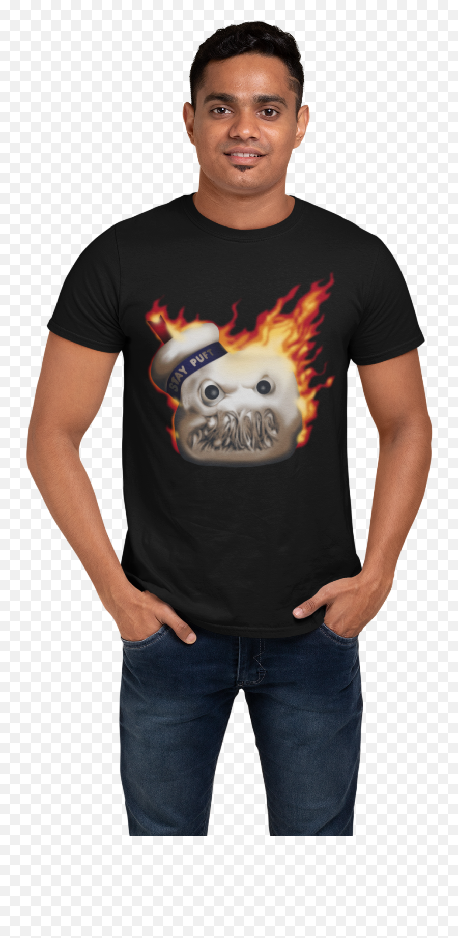 Ghostbusters Flaming Stay Puft T - Shirt Gamestop Emoji,Playstation Logo Shirt