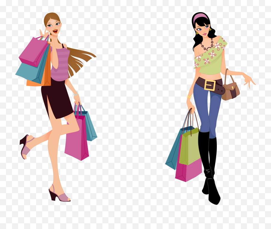 Fashion Shopping Girl Vector Png Image - Logo Happy Shopping Png Emoji,Library Clipart