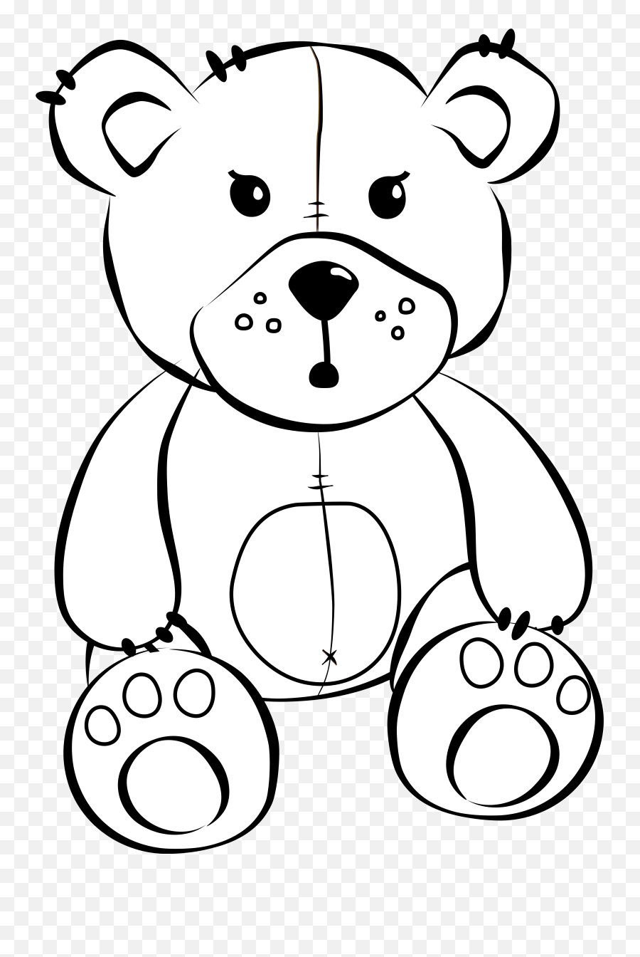 Teddy Bear Black And White White Bear - Cool Teddy Bear Clipart Black And White Emoji,Bear Clipart Black And White