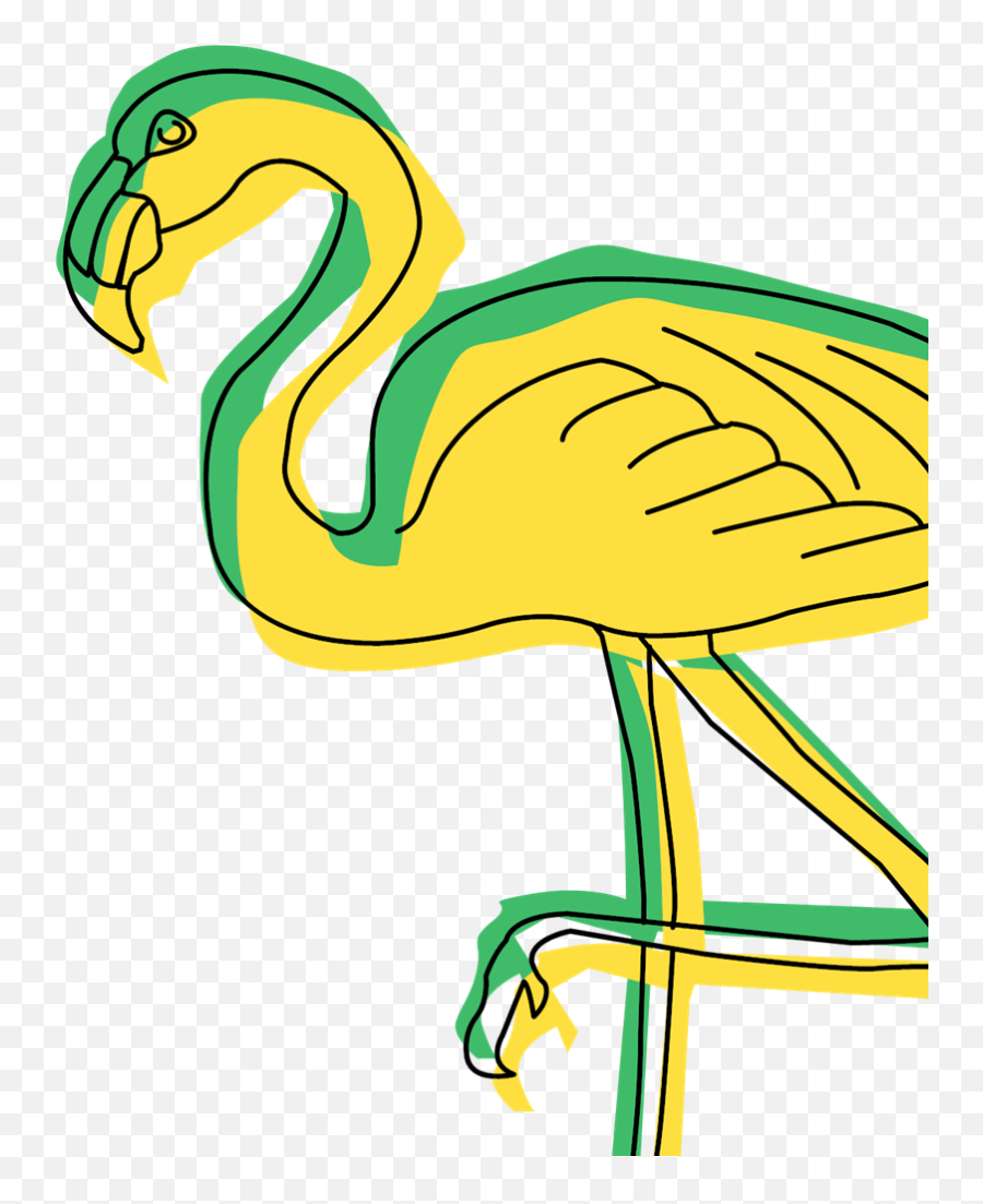 Green And Yellow Flamingo Art Svg Vector Green And Yellow - Long Emoji,Flamingo Clipart