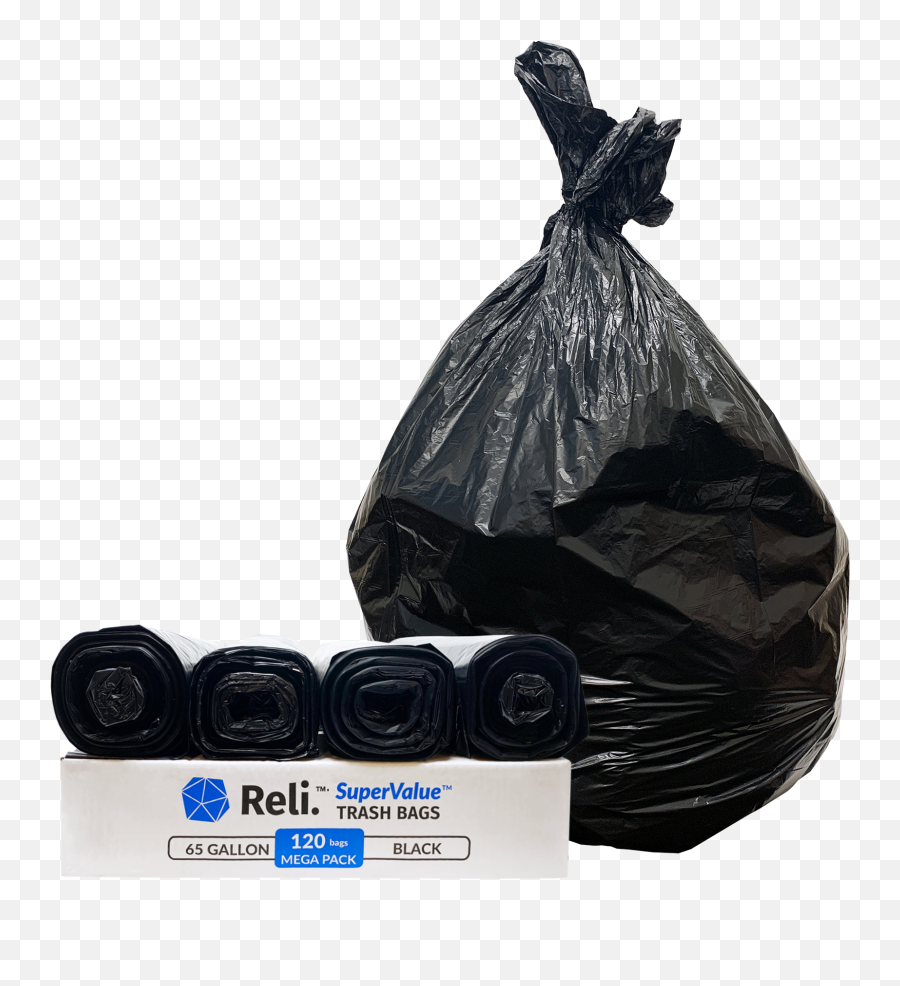 Reli 65 Gallon Trash Bags Heavy Duty 120 Count Bulk Made In Usa 64 - 65 Gallon Black Large Garbage Bags 64 Gal 65 Gal Trash Can Liners For 65 Gallon Trash Bags Heavy Duty Emoji,Trash Bag Png