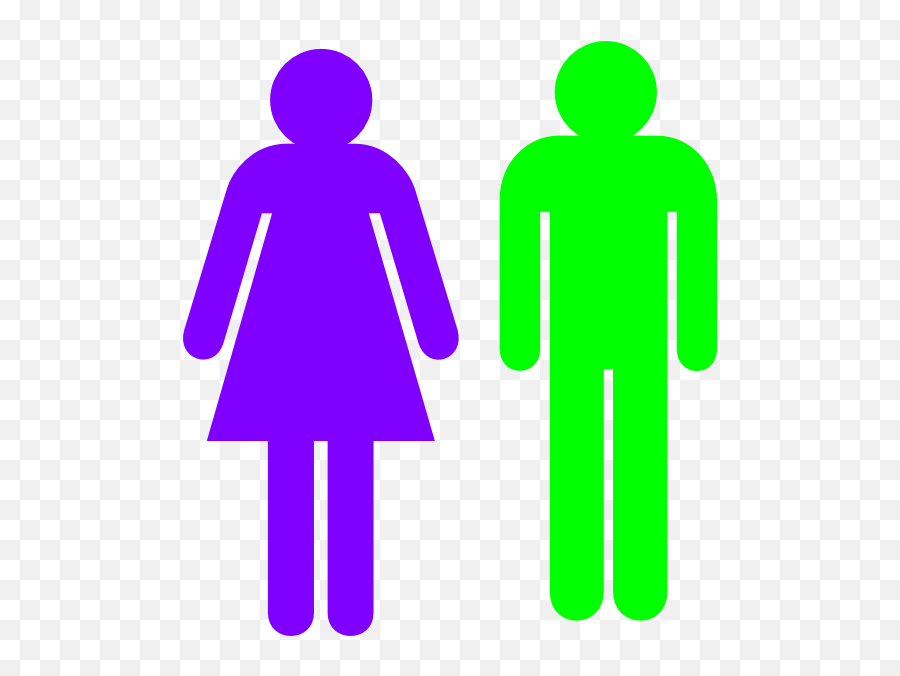Boy And Girl Stick Figure - Male And Female Toilet Signs Purple Girl And Green Boy Emoji,Bathroom Sign Clipart