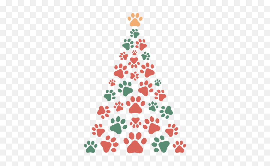 Cute Paws Christmas Tree - Transparent Png U0026 Svg Vector File Paw Print Christmas Tree Vector Emoji,Santa Hat Transparent Background