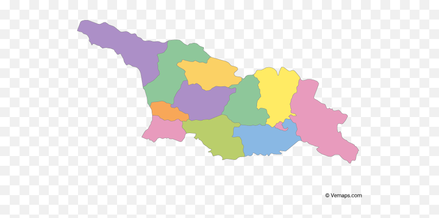 Multicolor Map Of Georgia With Regions - Vector Maps Of Georgia Emoji,Georgia Png
