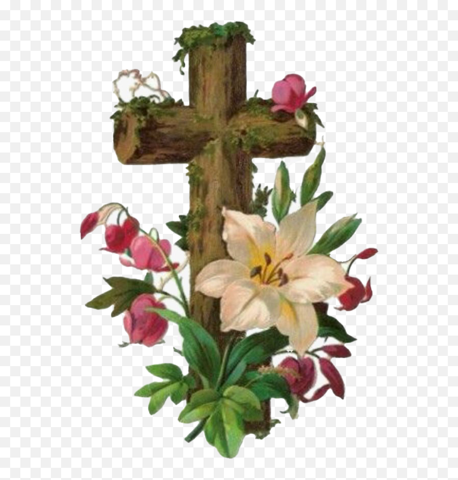 Easter Christianity Cross Png File - Cross With Flowers Clipart Emoji,Cross Png