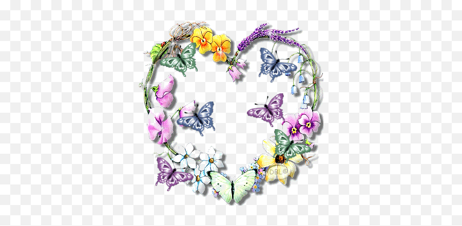Cuori Gif Hearts Glitter - Flowers And Butterflies Gif Emoji,Butterflies And Flowers Clipart
