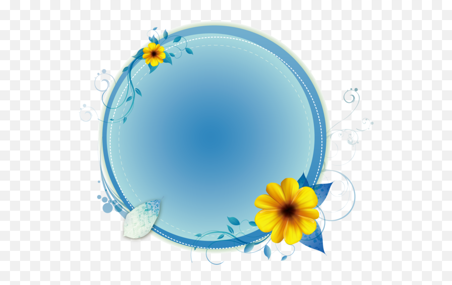 Blue Digital Photo Frame Circle Flower For Easter - 1500x1501 Emoji,Blue Flower Transparent