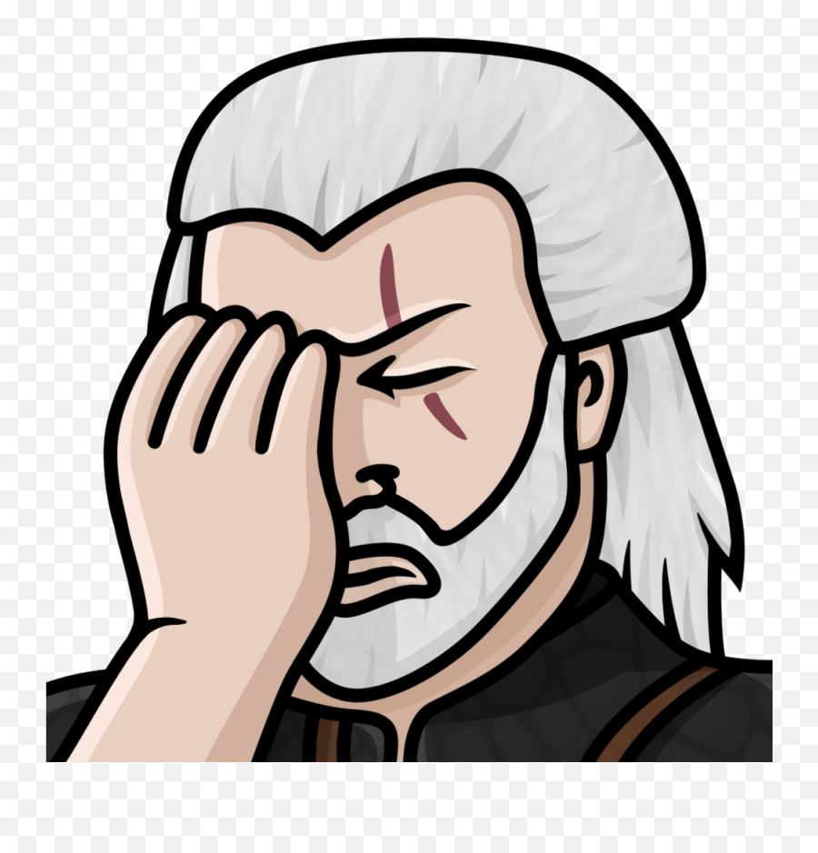 Lunksauce Geralt Facepalm Emote 1120 - Twitch Facepalm Emote Emoji,Facepalm Png