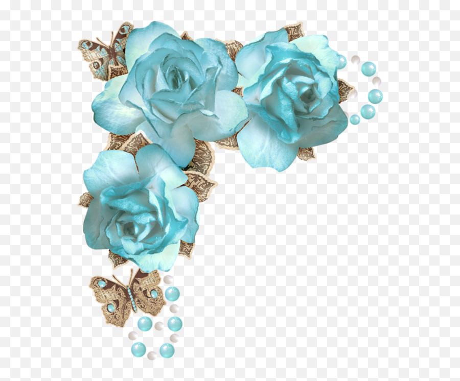 Vintage Corner Png - Corners Acuarela Floral Decoupage Blue Vintage Flower Border Emoji,Forget Me Not Flowers Clipart