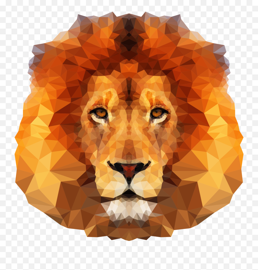 Low Poly Lion Face Icons Png - Low Poly Lion Face Lion Portrait Emoji,Lion Head Clipart Black And White