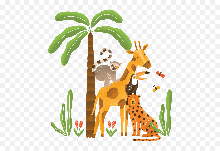 Jungle Animals Playing Wild Animal Decal - Tenstickers Emoji,Jungle Animal Clipart