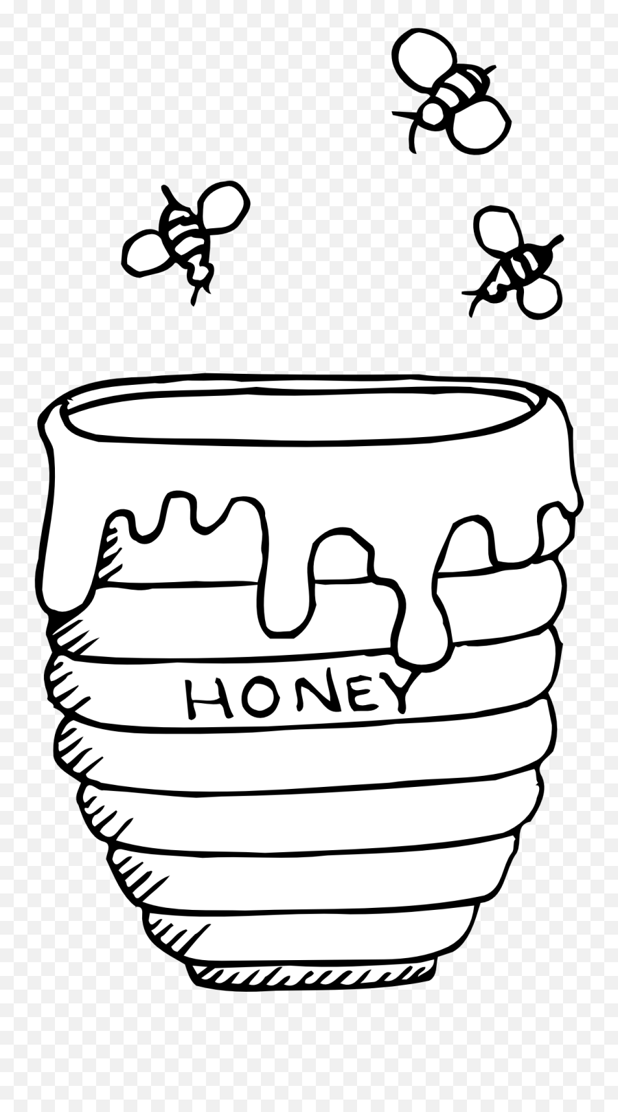 Honey Container And Bees Drawing Free Image Download Emoji,Honeycomb Clipart Black And White