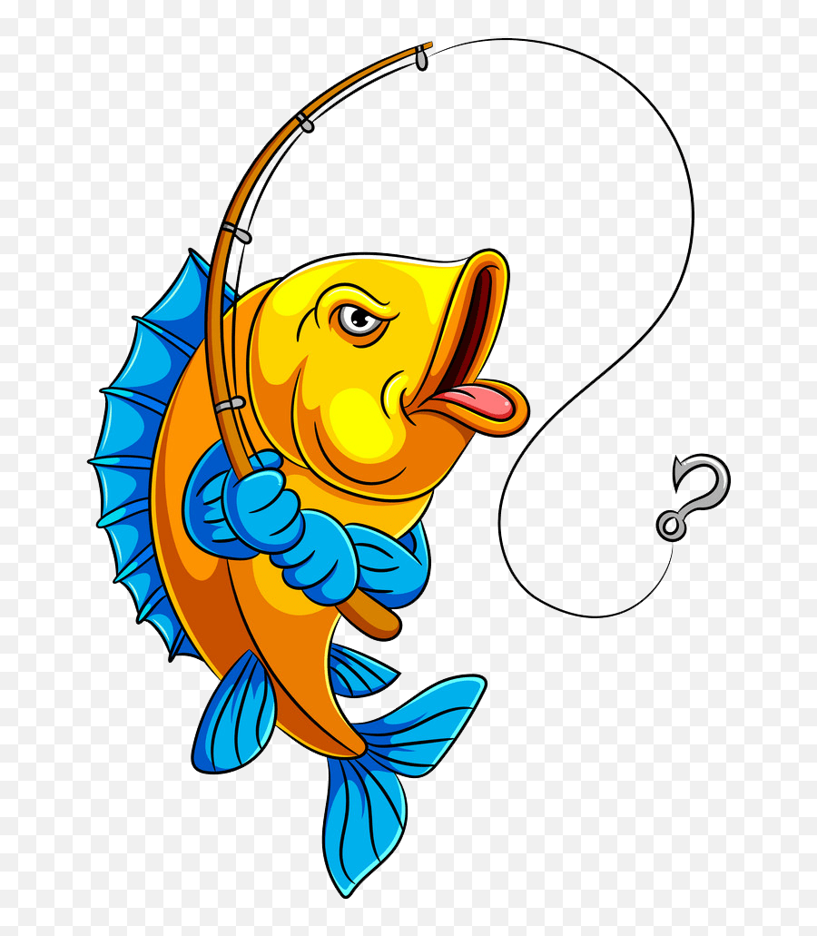Cartoon Fish With Fishing Pole Png - Cartoon Fishing Emoji,Fishing Pole Clipart