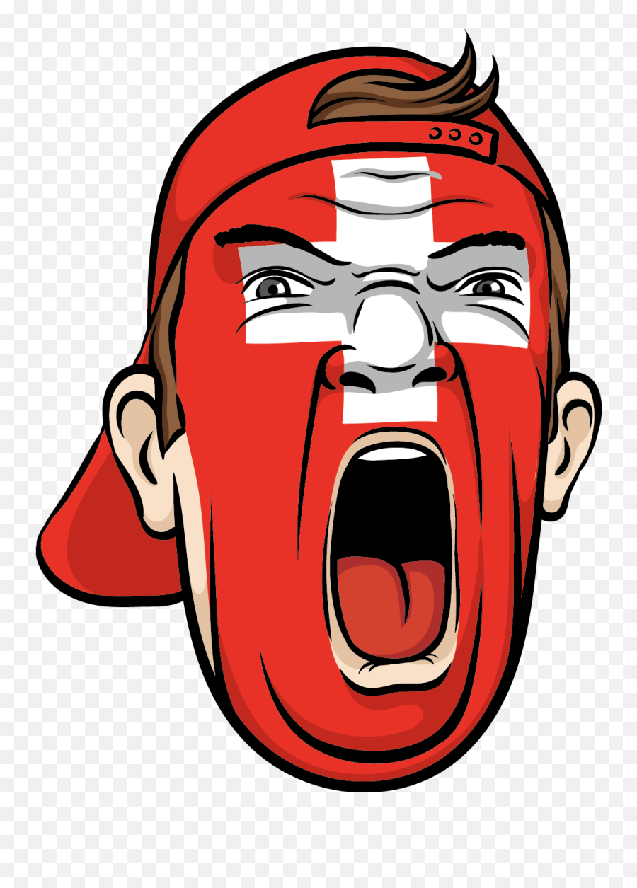 Yelling Swiss Face - Football Fan Face Png Clipart Full Yelling Fan Clip Art Emoji,Yelling Clipart