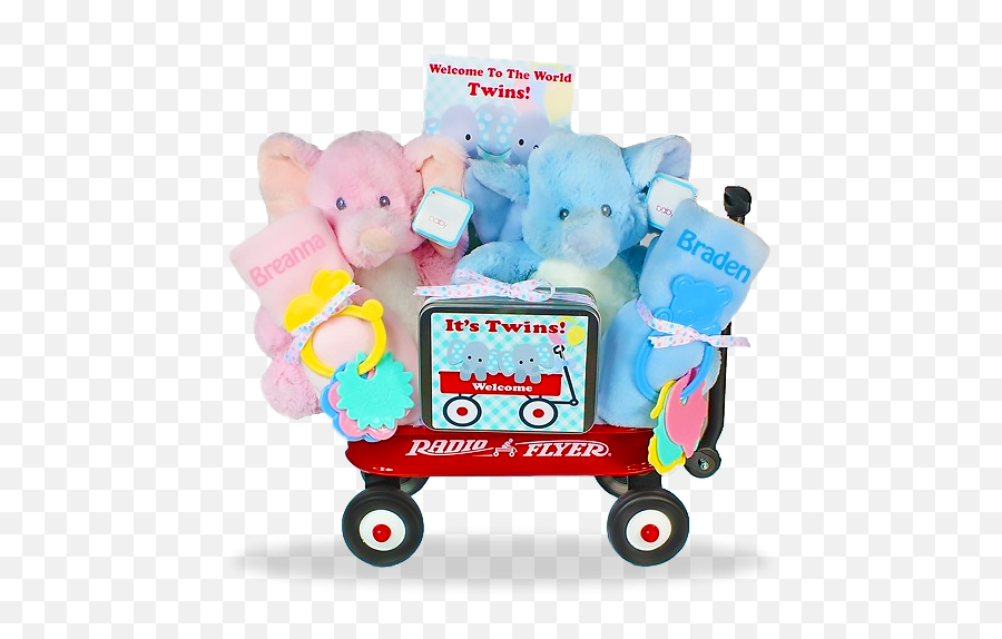 Plush Elephants Gift Radio Flyer Wagon - Elephant Ideas For A Twin Baby Shower Emoji,Radio Flyer Logo