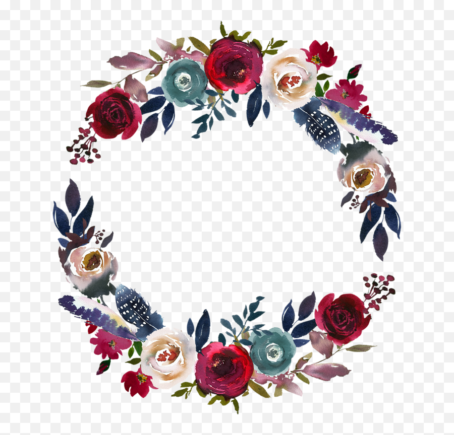 Watercolor Flower Wreath Png All - Floral Emoji,Wreath Png