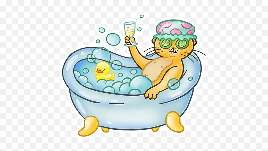 Telegram Sticker 26 From Collection Fat Cat Sardelkin Emoji,Take A Bath Clipart
