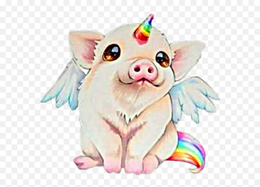 Watercolor Piglet Pig Unicorn Sticker By Stephanie Emoji,Unicorn Eyes Clipart