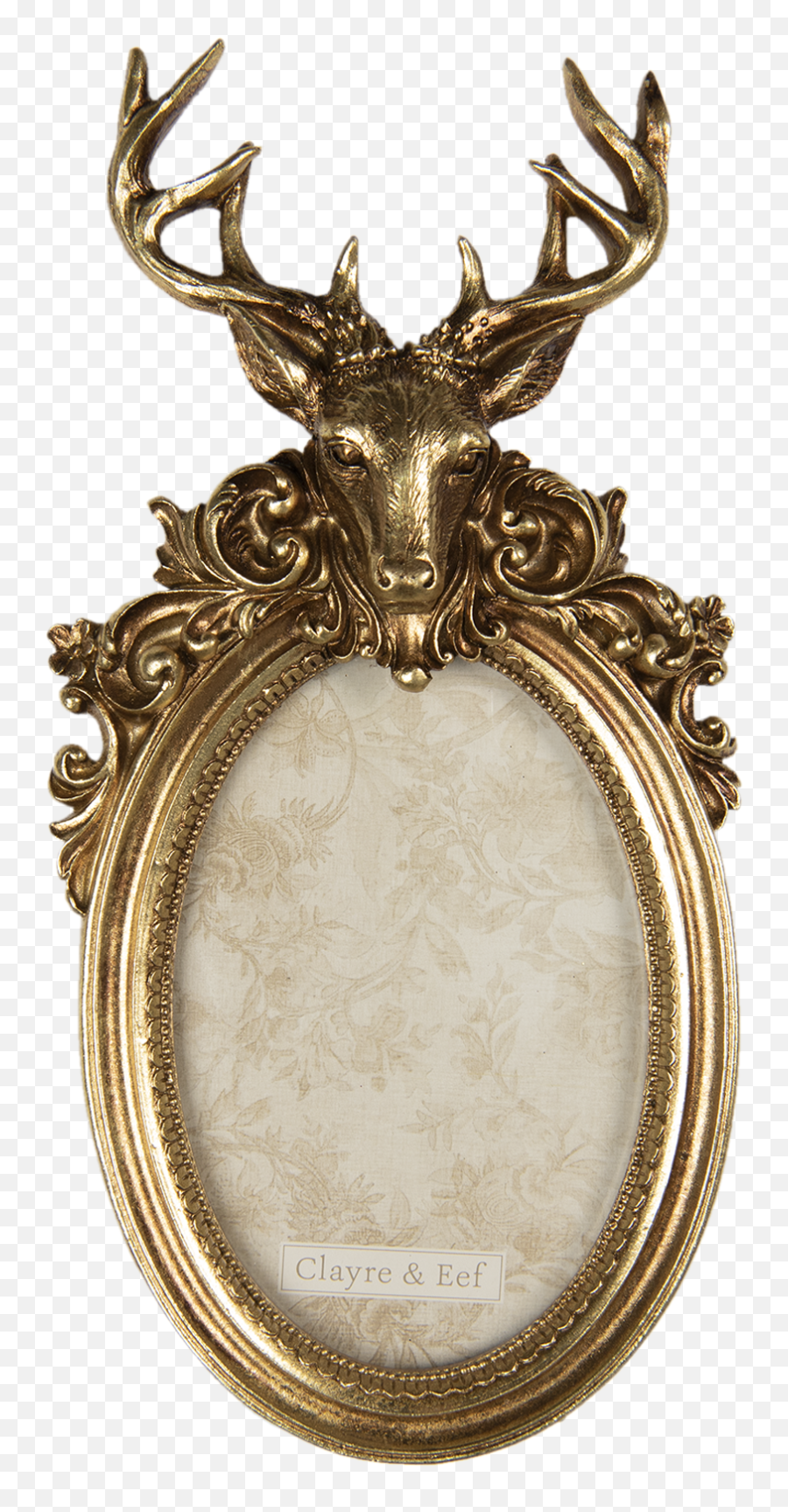 Vintage Style Stag Deer Head Ornate Antique Gold Photo - Oval Picture Frames Ornate Emoji,Deer Head Logo