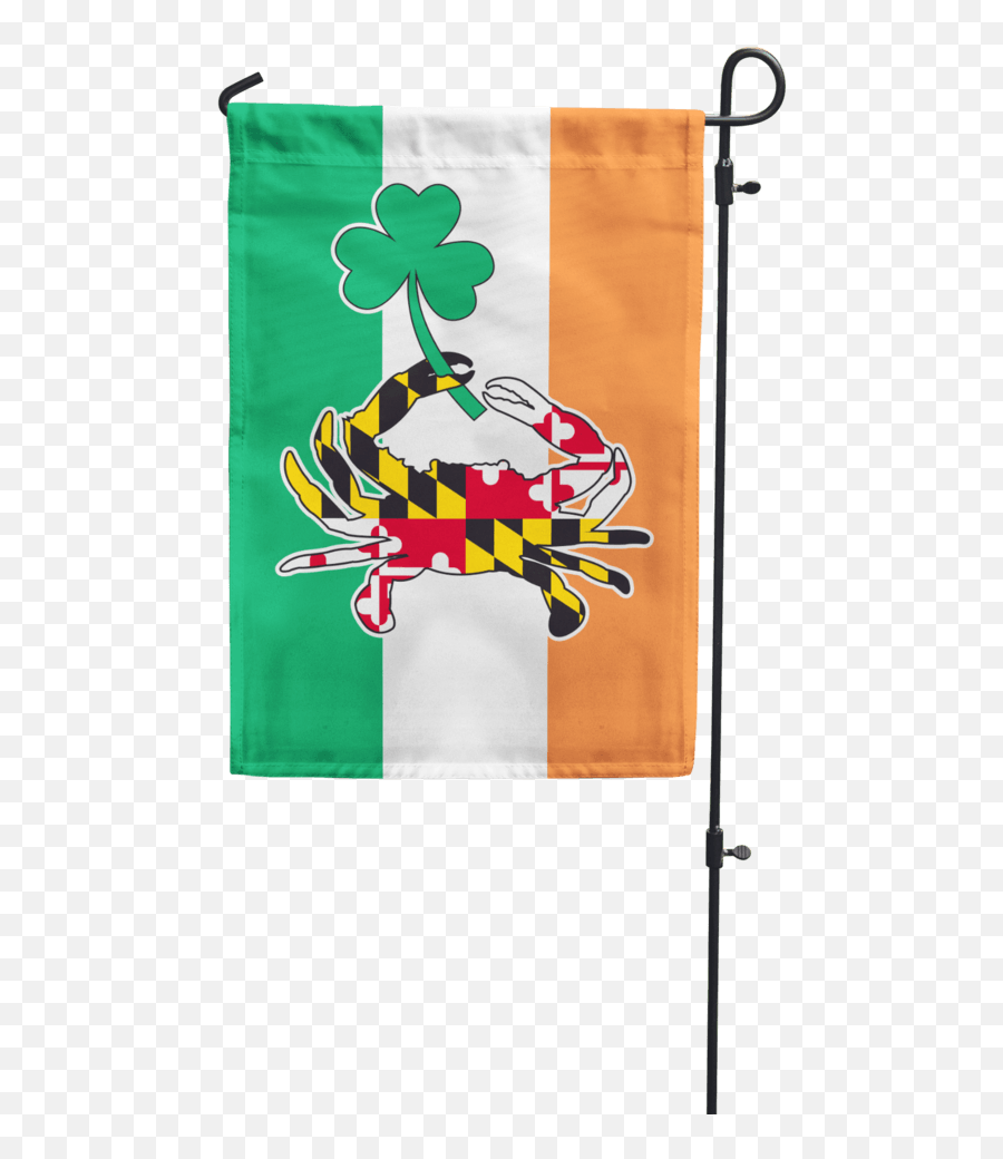 Maryland Full Flag Crab With Shamrock W Irish Flag Background Garden Flag - Maryland Flag Emoji,Crab Transparent Background
