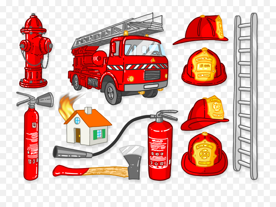 Firefighter Clipart Fire Engine - Things Found In Fire Things In The Fire Station Emoji,Firefighter Clipart