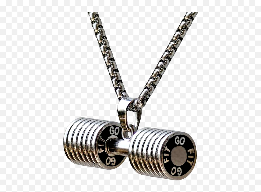 Stainless Steel Dumbbell Necklace - Dumbbell Necklace Emoji,Chain Necklace Png