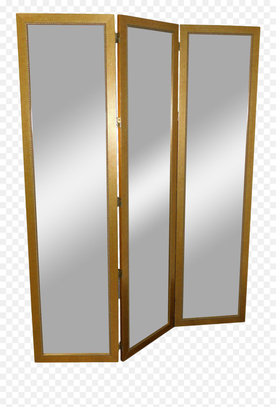 Carolina Mirror Company Gold Frame 3 Panel Beveled Mirror Folding Screen Emoji,Gold Divider Png