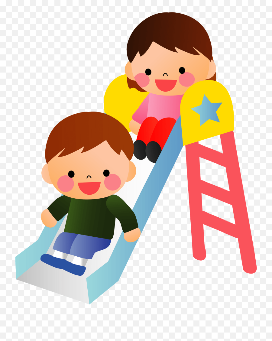 Children Are Playing On A Playground Slide Clipart Free Emoji,Kids Playing Png