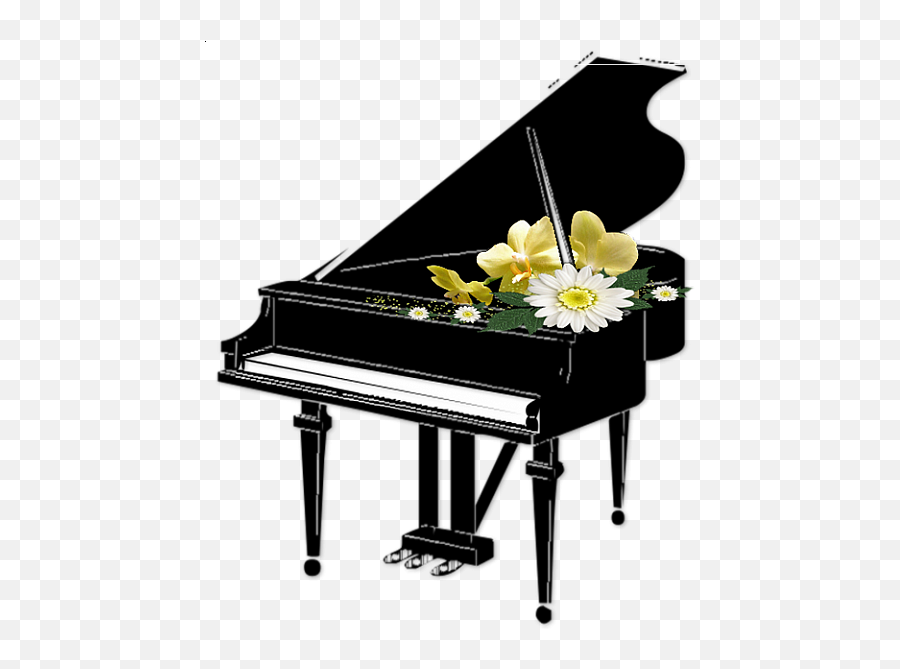 Black Piano With Flowers Transparent - Transparent Piano Clipart Emoji,Piano Keys Clipart