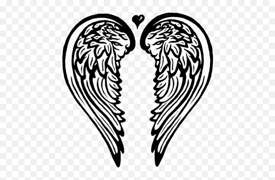 Download Tribal Angel Wings Tattoo - Black And White Angel Tribal Angel Wings Tattoo Emoji,Wings Clipart